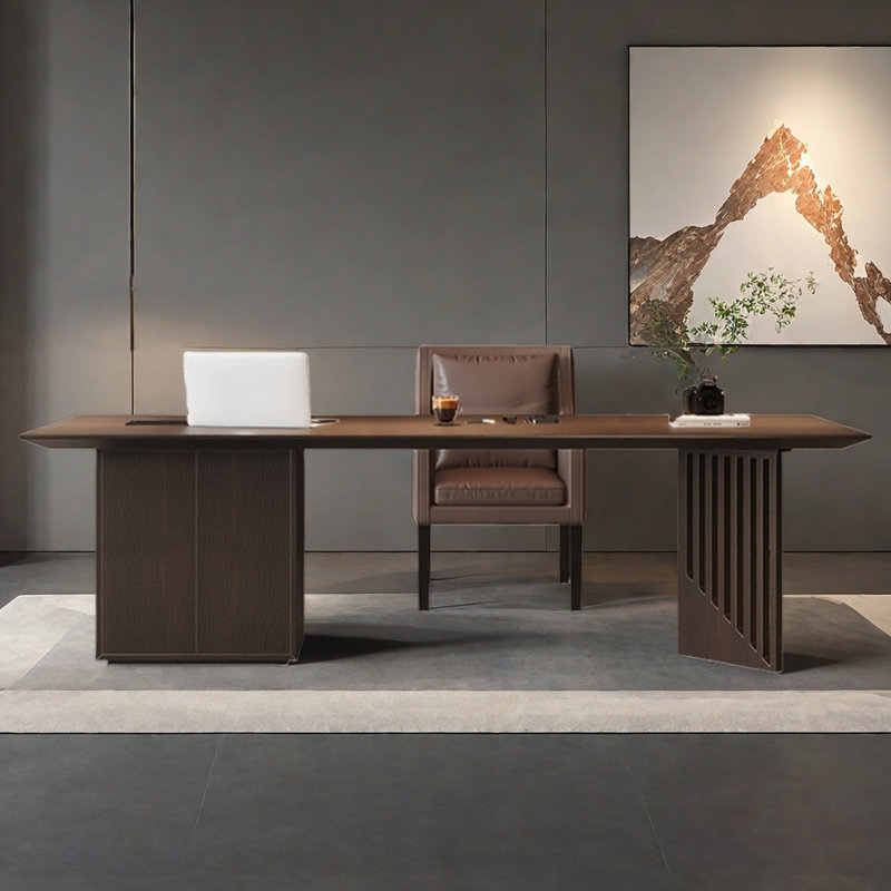 Bureau pour le bureau à domicile simple, H 29,53 po x l 86,61 po x P 31,5 po, Brun