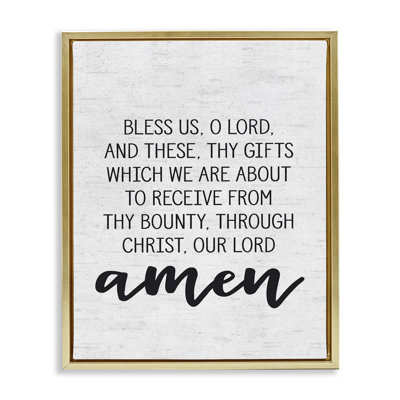"Bless Us O Lord Before Meal Prayer" par subtilement bouleau, art mural sur toile par lettrage et doublure