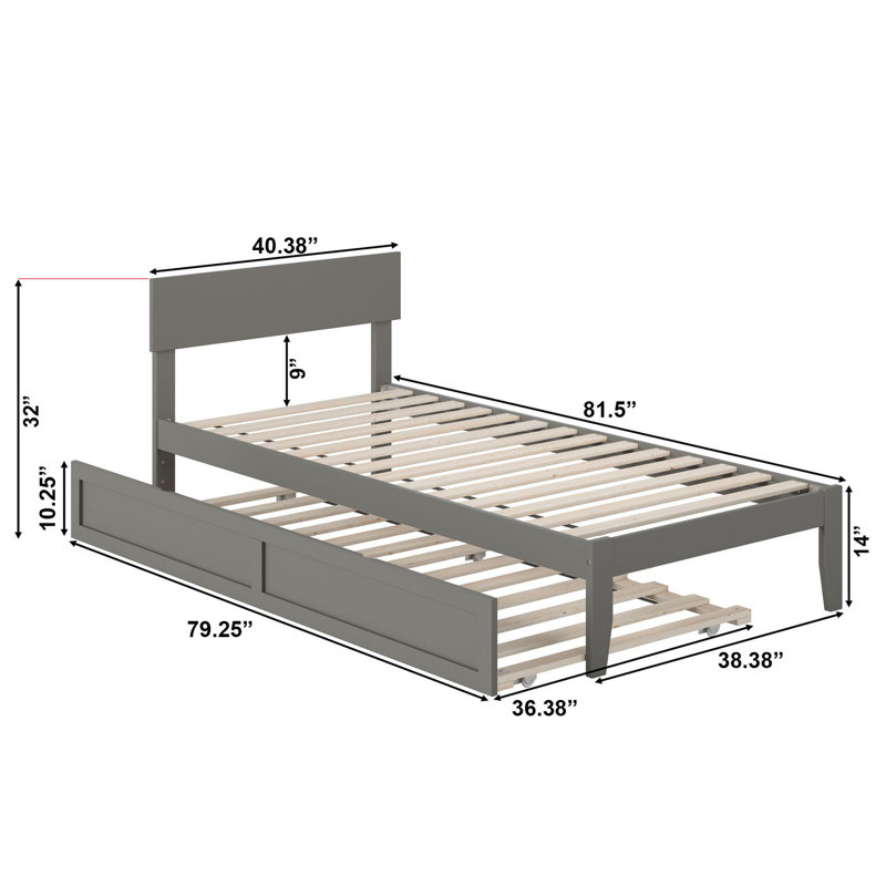 Lit plateforme avec lit gigogne Akiva, Blanc, Simple TG