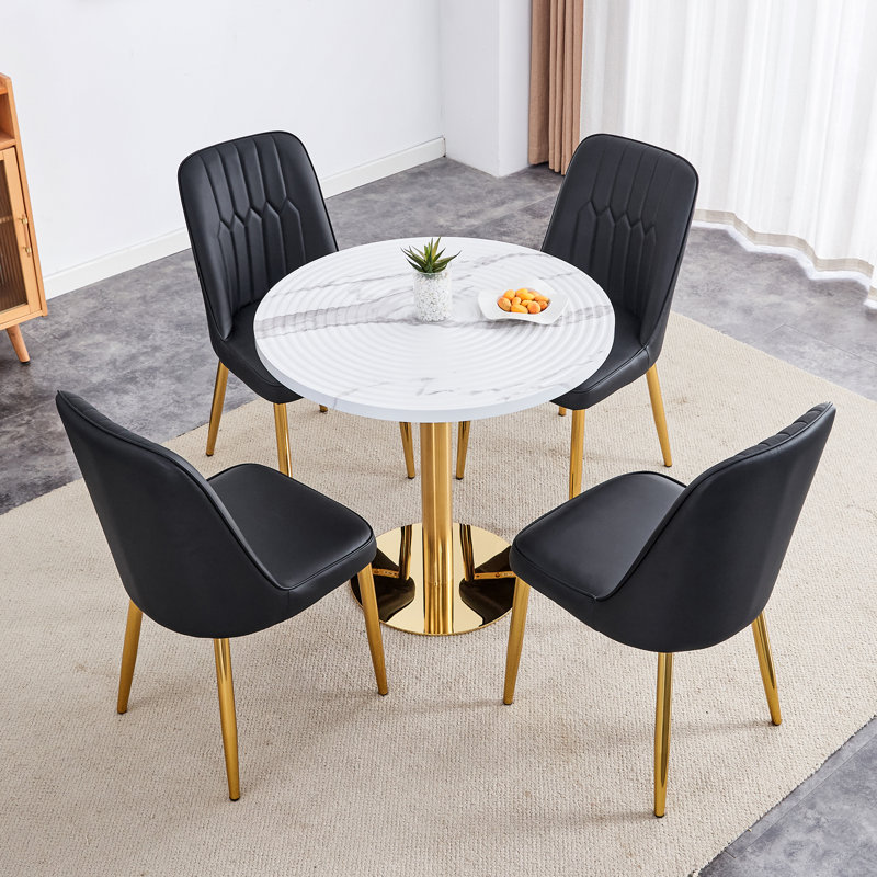 Ensemble repas rond à piédestal, Noir, noir, noir, noir, 5