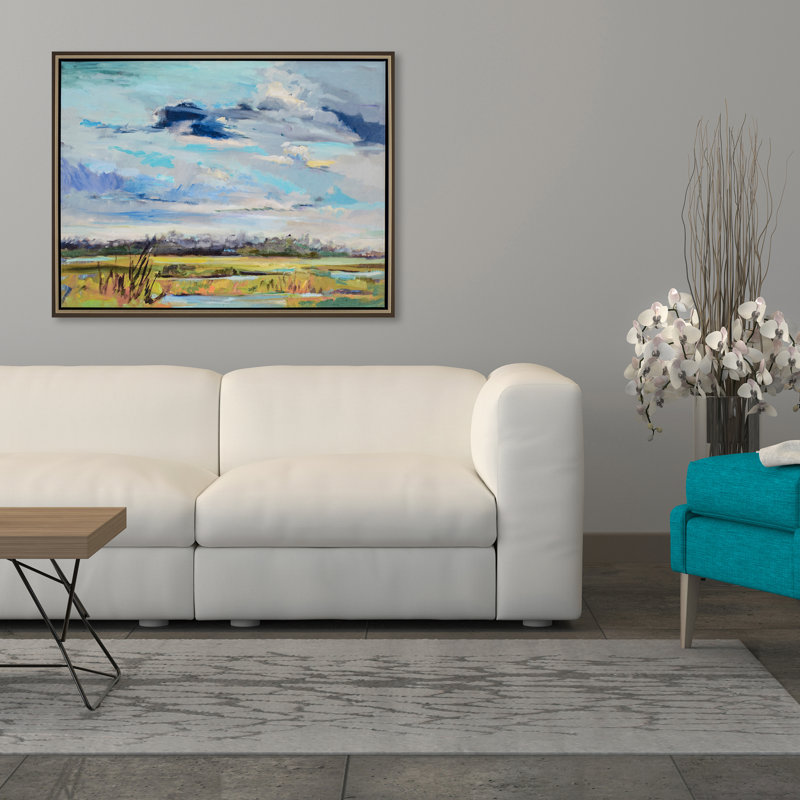 " Marsh Skies " by Hallock, Floater Frame, 39" H x 51" W x 2" D