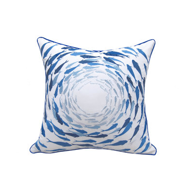 Embroidered Outdoor Throw Pillow