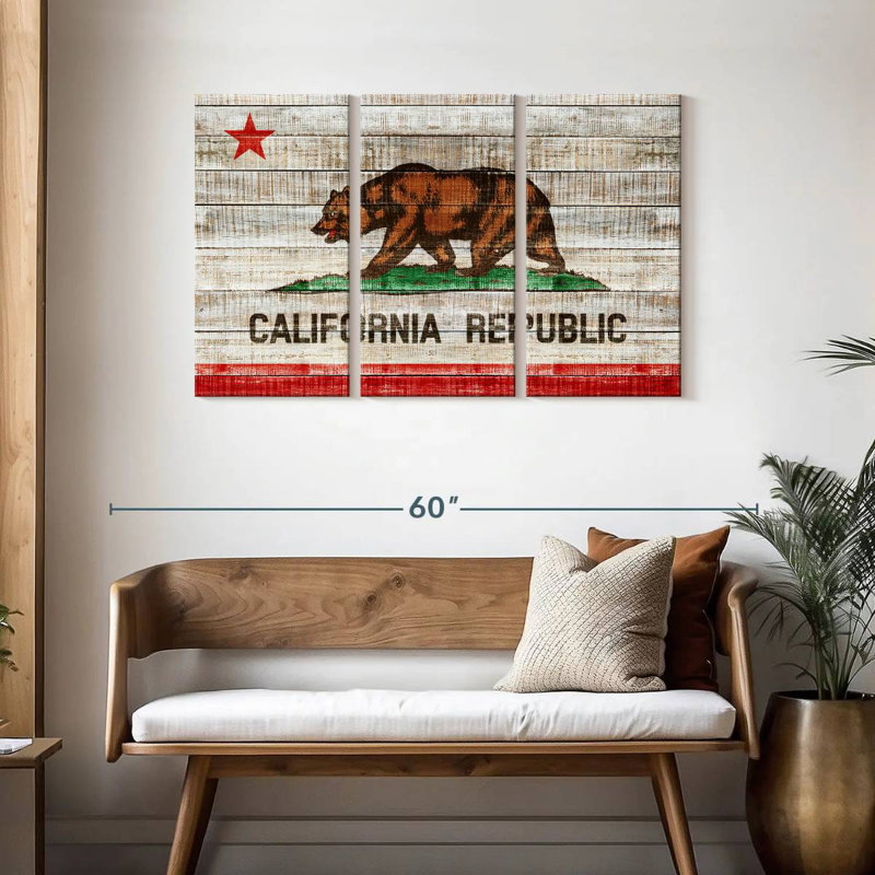 Borges Rustic California Flag, 28" H x 45" W