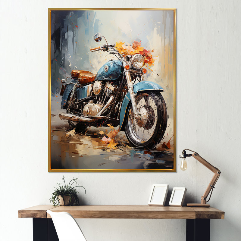 " Impressionist Bike Ride ", 20" H x 12" W, Black Picture Framed