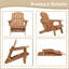 Chaise Adirondack surdimensionnée pliante en bois gaufré avec dossier et siège pré-assemblés-1886787893