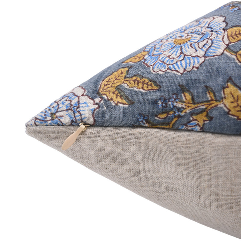 Floral Linen Outdoor Pillow Cover, Square, 16" x 16"