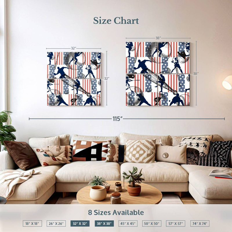 Motif de baseball Sireci, H 32 po x l 32 po