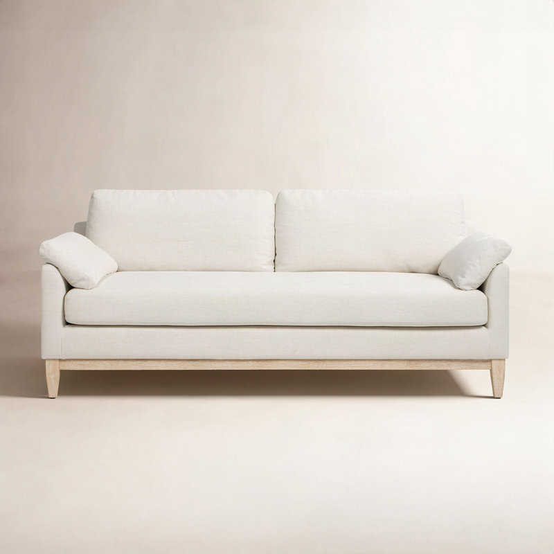 Pera 75.5" Upholstered Sofa, White Linen