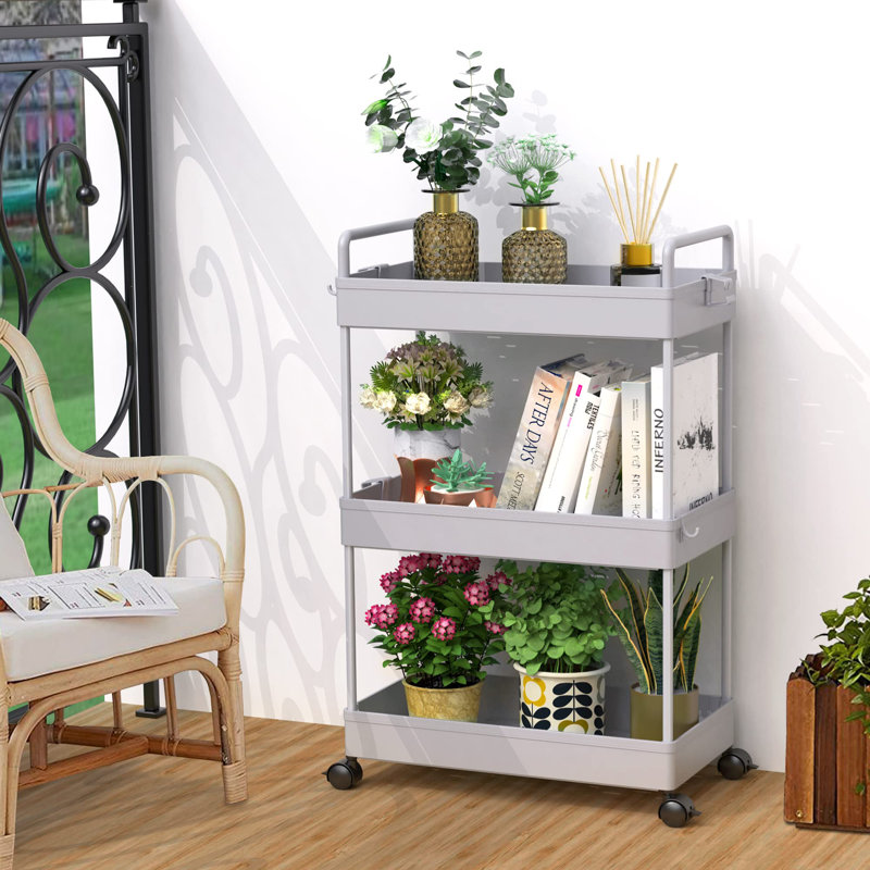 Lidia 66.5cm H x 40.1cm W Utility Cart with Wheels, Grey