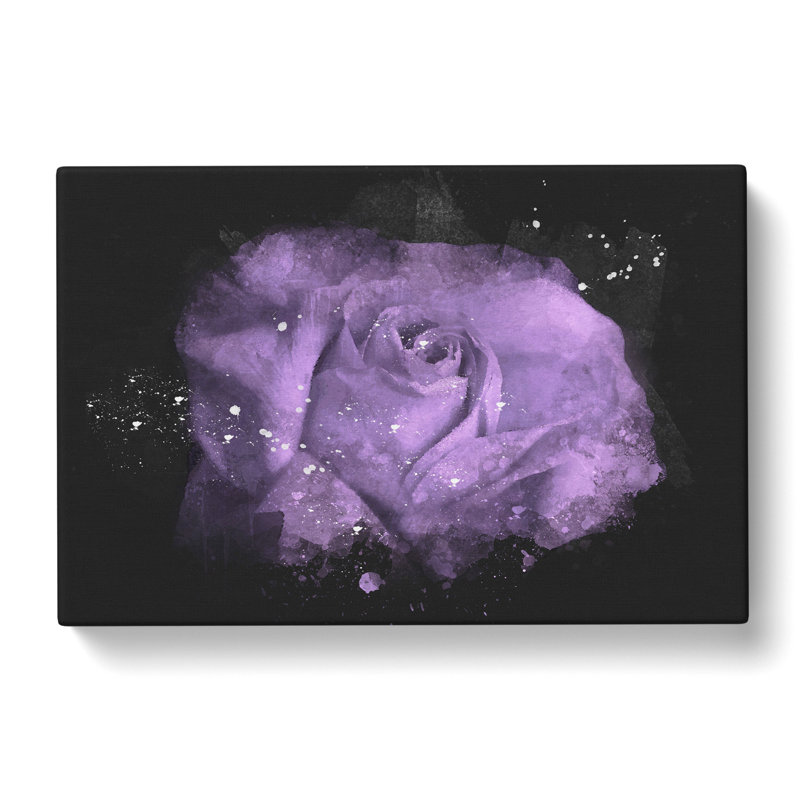 Lone Purple Rose - Wrapped Canvas Painting, 60cm H x 91cm W x 4cm D