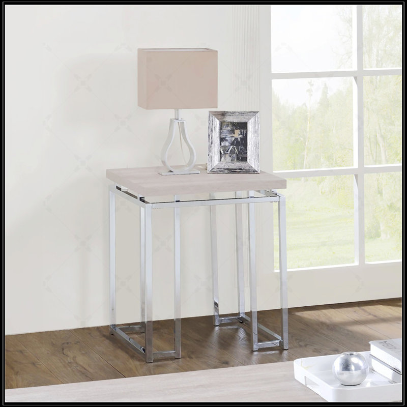 Square End Table With Metal Sled Base
