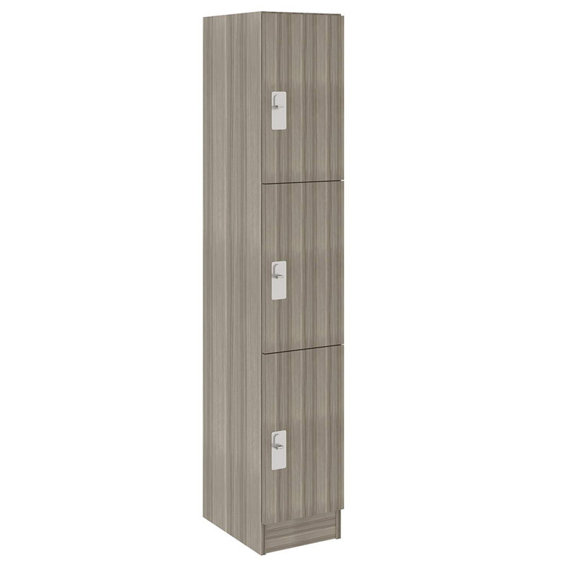 Armoire de salle de classe simple à trois compartiments avec porte, Orme ombré
