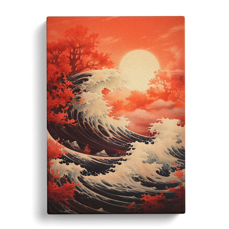 Wave Japanese Classicism Art - Wrapped Canvas, 76cm H x 50cm W x 3cm D