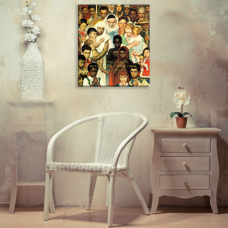 Toile tendue «Do Unto d'autres» par Norman Rockwell, H 24 po x l 17 po