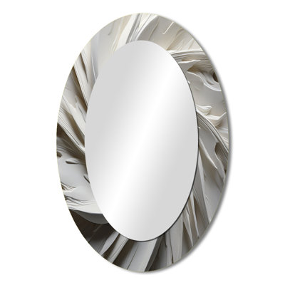 White Majestic Motion I - Modern Oval Wall Mirror