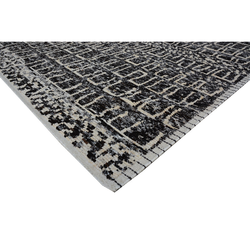 Wool Moroccan Area Rug in White, Rectangle 10' x 14'
