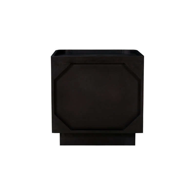 Povera 2 - Drawer Solid Wood Nightstand, Black