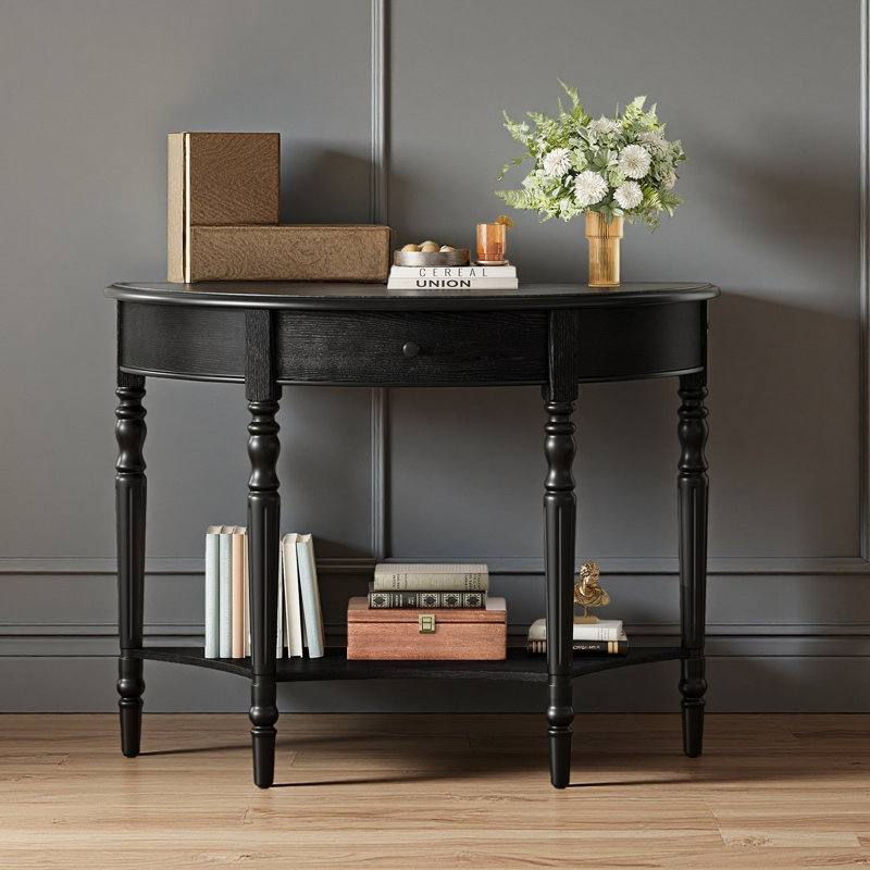 Console de style campagnard avec tiroir et tablette Farmhouse, Noir