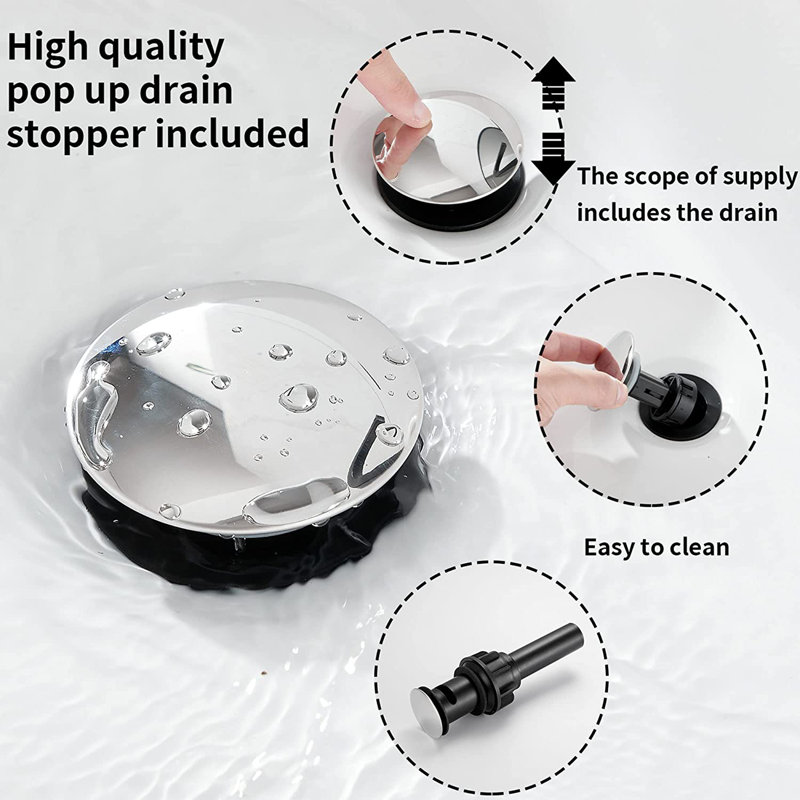 2-handle Bathroom Faucet with Drain Assembly, Silver