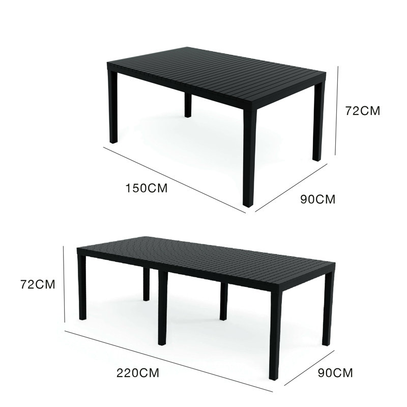 Knoxlee Rectangular Extendable Outdoor Dining Table , 150cm cm W 90cm cm D, Antracite