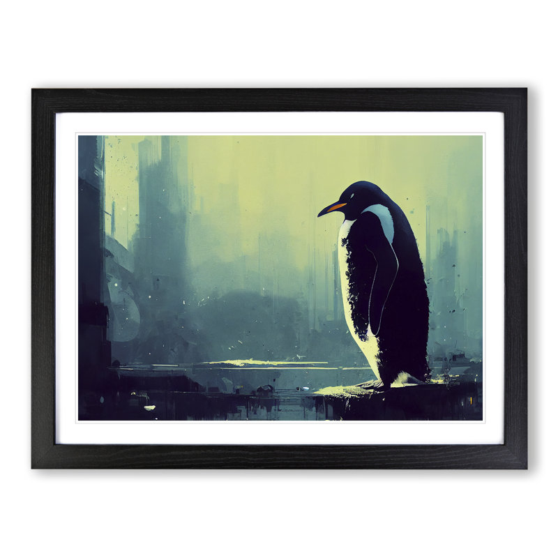XH1022-6872X Penguin Art - Single Picture Frame Painting, Black Framed, 46cm H x 64cm W x 2cm D