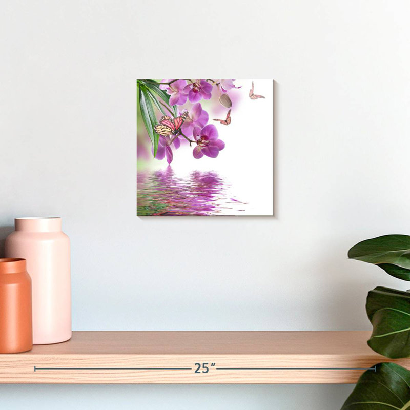 Orchidée Harnek et papillons, H 10 po x l 10 po