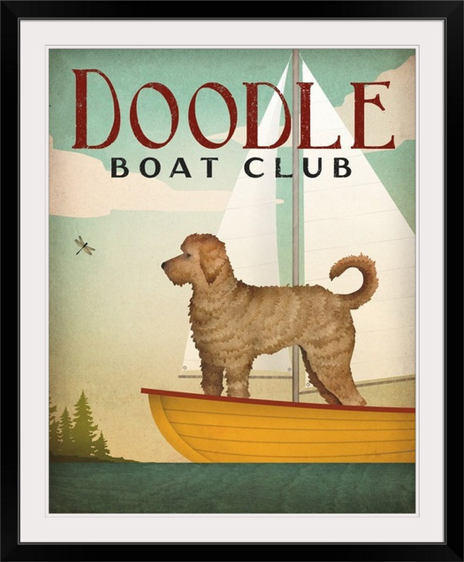 « doodle voile » par ryan fowler, affiche rétro, H 38 po x l 32 po x P 1 po, Cadre noir