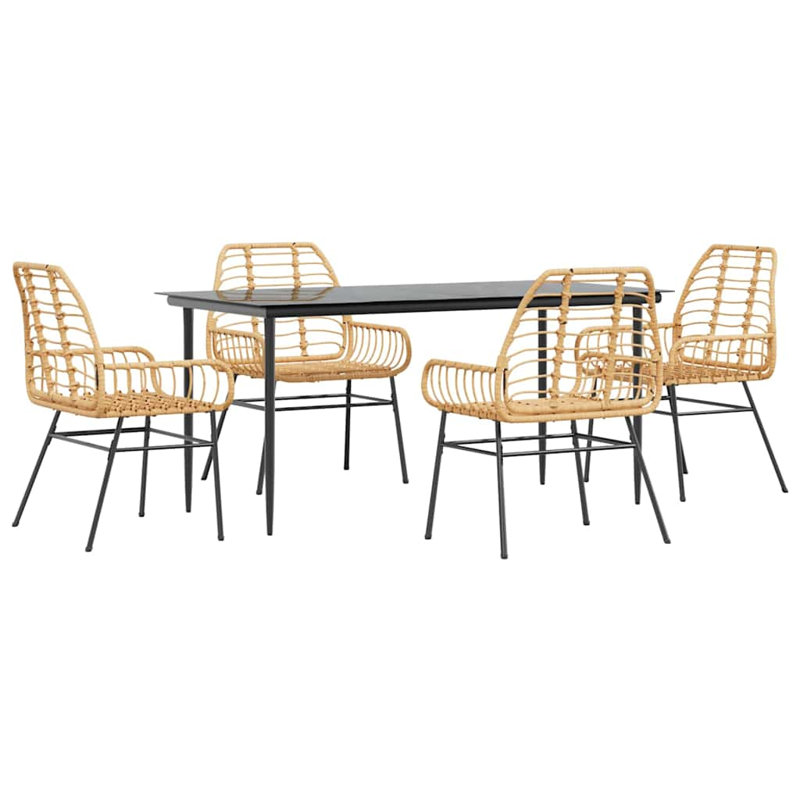 Patio Dining Set with Rectangular Table, 74cm H x 160cm W x 80cm D, 4