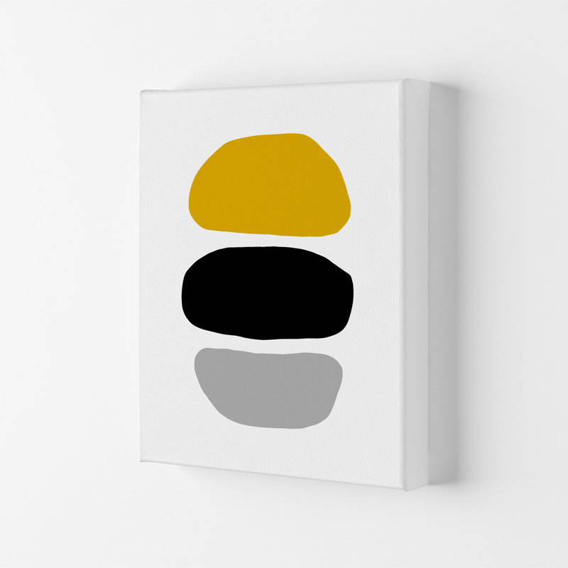 Mustard And Black Abstract Stones 2 by Pixy Paper - Print, Wrapped Canvas, 59.4cm H x 42cm W x 4cm D