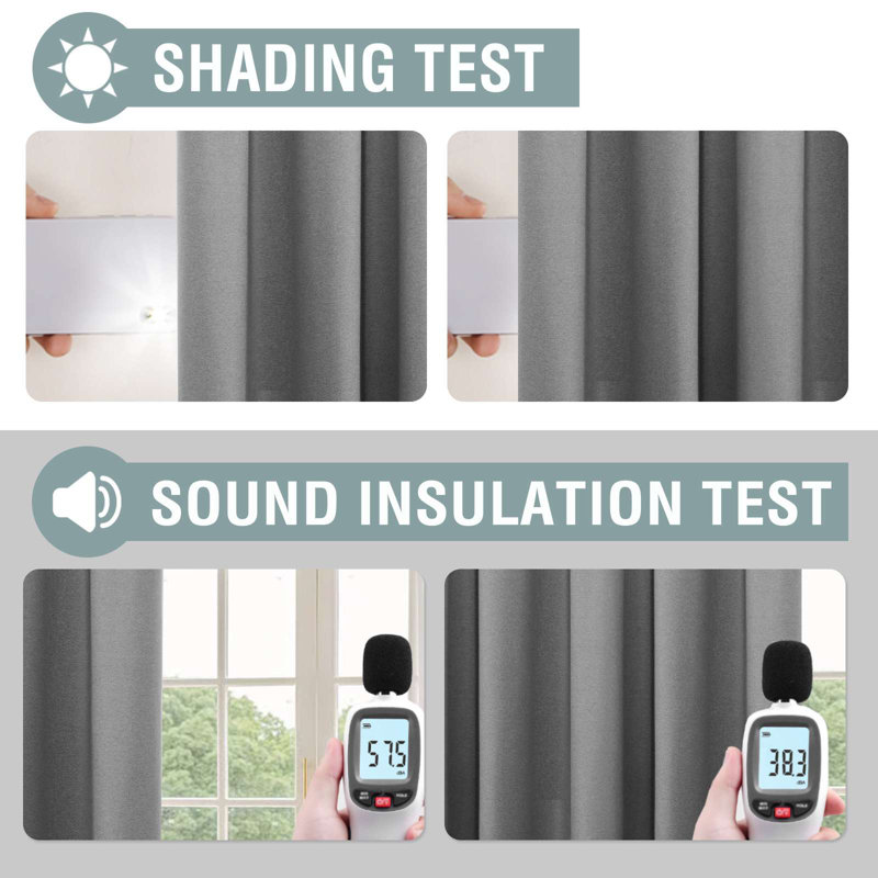 Gray Linen Blackout Grommet Curtain Panels, 96" Length