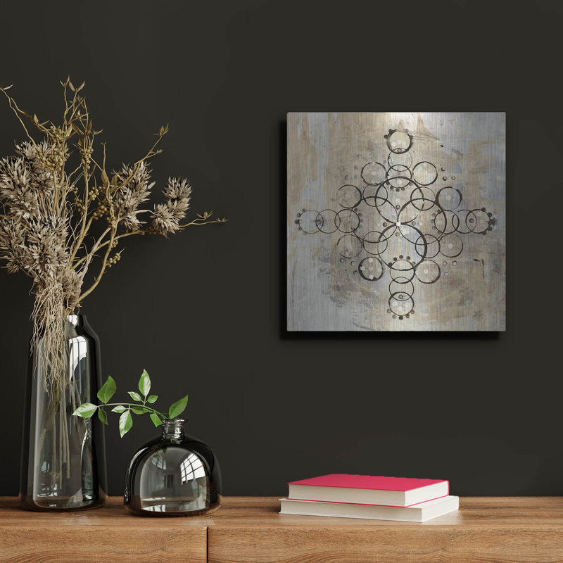 «Neutral Mandala 2» par Melissa Averinos, art mural en métal, H 12 po x l 12 po