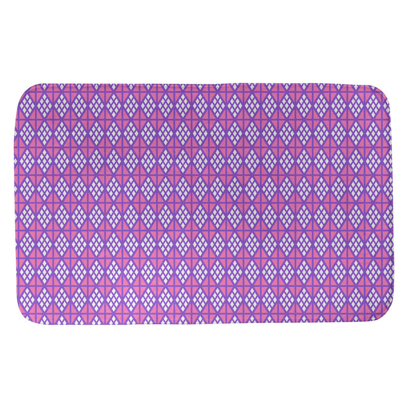 Tapis pour salle de bain diamants Leffel, l 17 po x L 24 po, Mauve / Rose