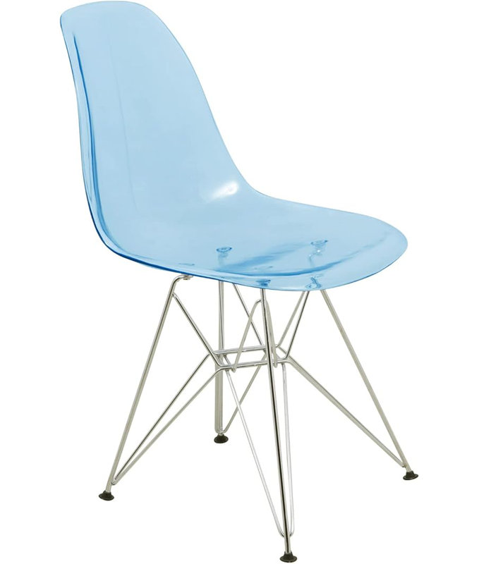 Blue Color Molded Side Chair, Chrome