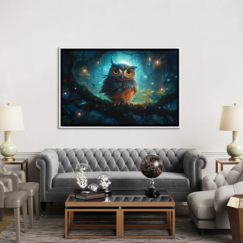 Cosmo, White Floater Framed Canvas, 40" H x 60" W x 1.5" D