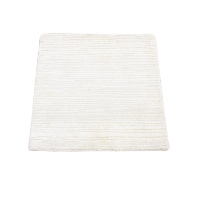 Tapis carré 2 po 1 po x 2 po 1 po ivoire, moderne, rayé, velours avec laine texturée, tissé à la main, tissé à la main 3CDEA0065ADF454D9C4B02CA2630837C