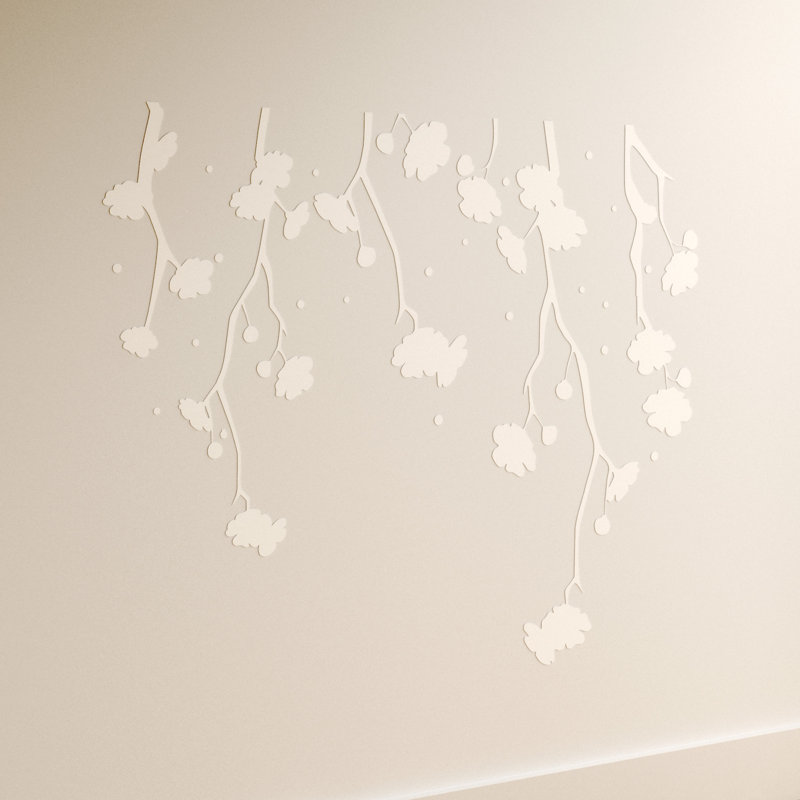 Décalcomanie murale Fleurs suspendues, Blanc
