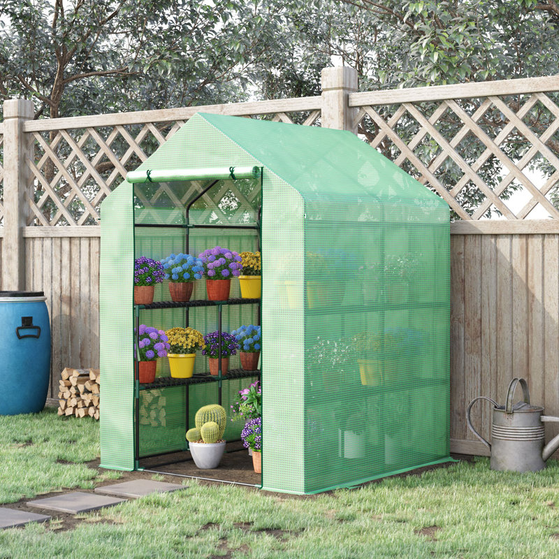 Conchita Walk in Greenhouse with Shelves for Garden 143x138x190cm Green