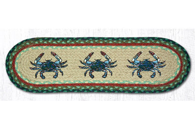  Tapis d'escalier ovale bleu crabe ST-OP-359 27 po x 8,25 po