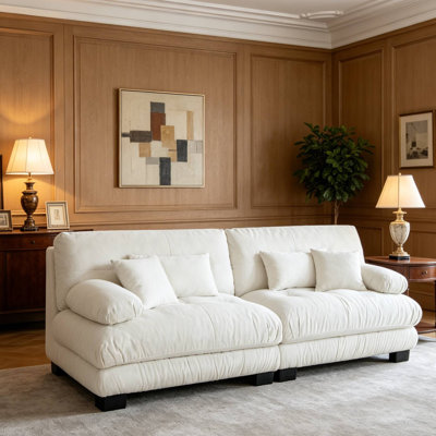 Modular Chenille Tufted Deep Seat Sofa For Living Room