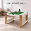 Table d'activités pour enfants, table de jeu en bois 3 en 1 avec surface réversible pour blocs de construction, compartiments de rangement, naturel et blanc