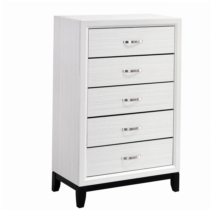 Meuble de rangement moderne en bois blanc avec 5 tiroirs et 1 chambre à coucher