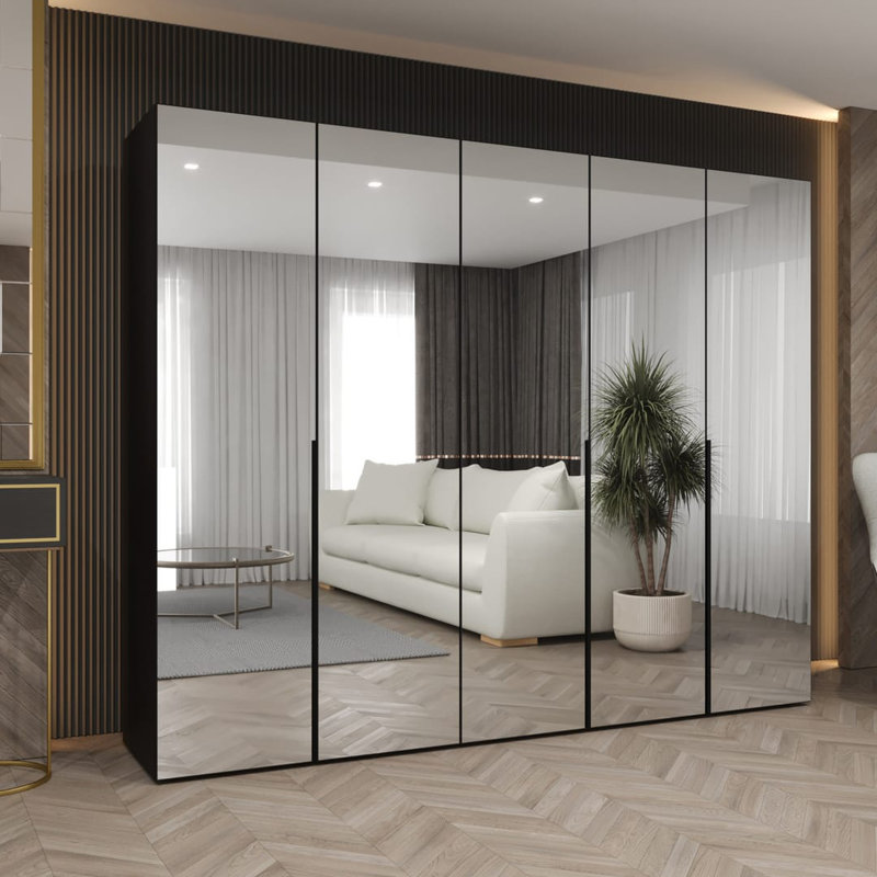 Bogins 4 Door Manufactured Wood Wardrobe, Black
