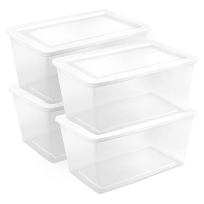 Sterilite 6 Qt Storage Box, Stackable Plastic Container, Home Organizer, 12 Pack