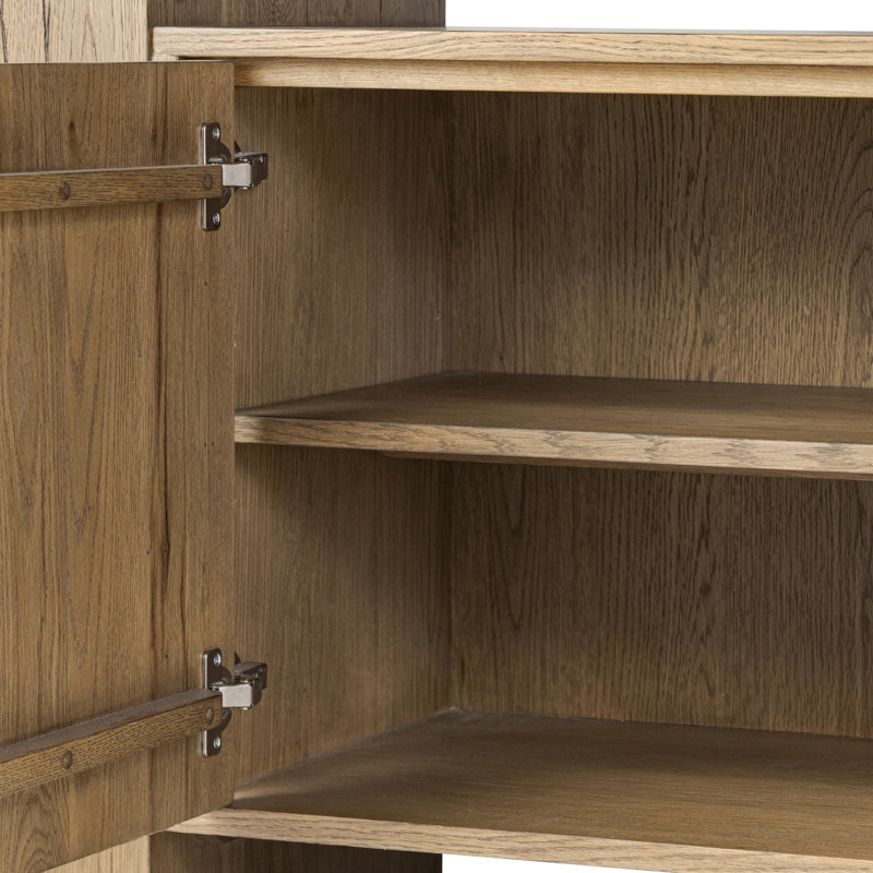 Fisher Bookcase-Smoked Black Veneer, Rustic Amber Oak Veneer