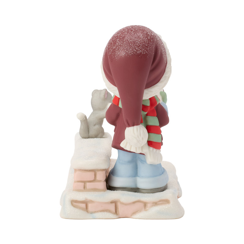 Figurine Precious Moments Christmas Caroling Boy avec chiot et chaton 5,41 pouces