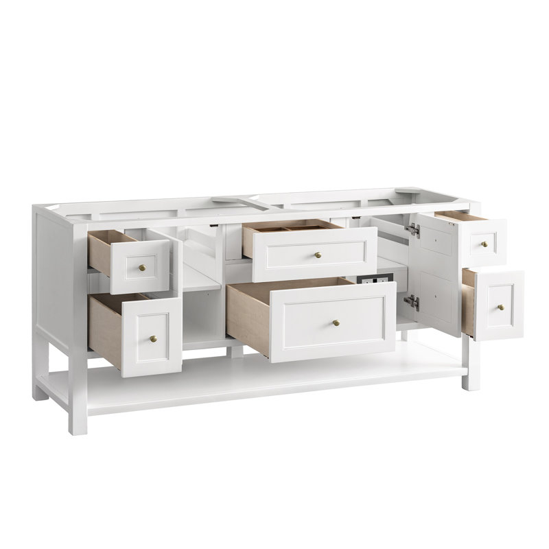 Breckenridge 72'' W Double Bathroom Vanity Base, Bright White