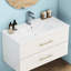 Lavabo de salle de bain en céramique blanche de 36 pouces avec trou de robinet pré-percé, idéal pour meuble-lavabo, conception moderne, salle de bain facile à entretenir, robinet, propre