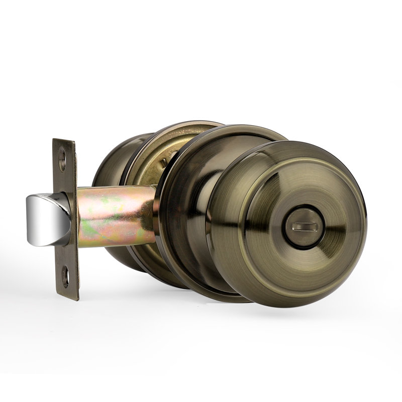 Privacy Door Knobs with Round Rosette, Antique Brass, Passage (Hall & Closet)