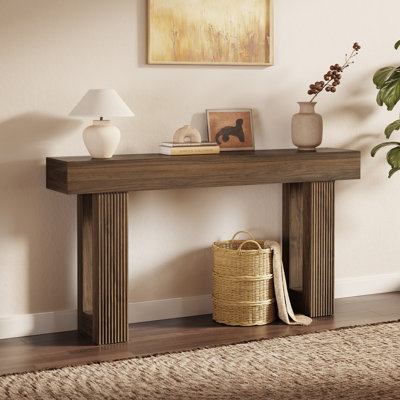 Table de véranda en bois avec console de 63 pouces