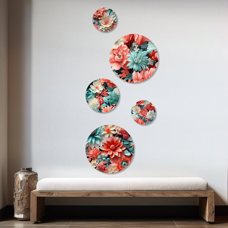 Ensemble d'art mural rond T Tropical - Floral